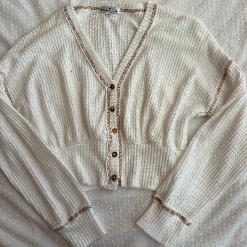 Moa Moa Waffle-Knit Cardigan